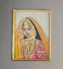 Rajasthani Golden Princess Marbel Painting Paintings