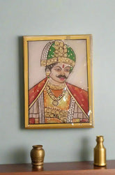 Maharaja of Rajasthan Marbel Painting Paintings