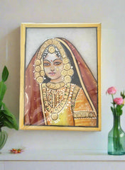 Rajasthani Golden Princess Marbel Painting