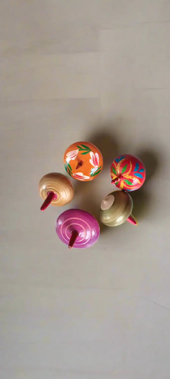 Handcrafted Channapatna Wooden Toys Set Spinning Tops Wooden Lacquerware&toys