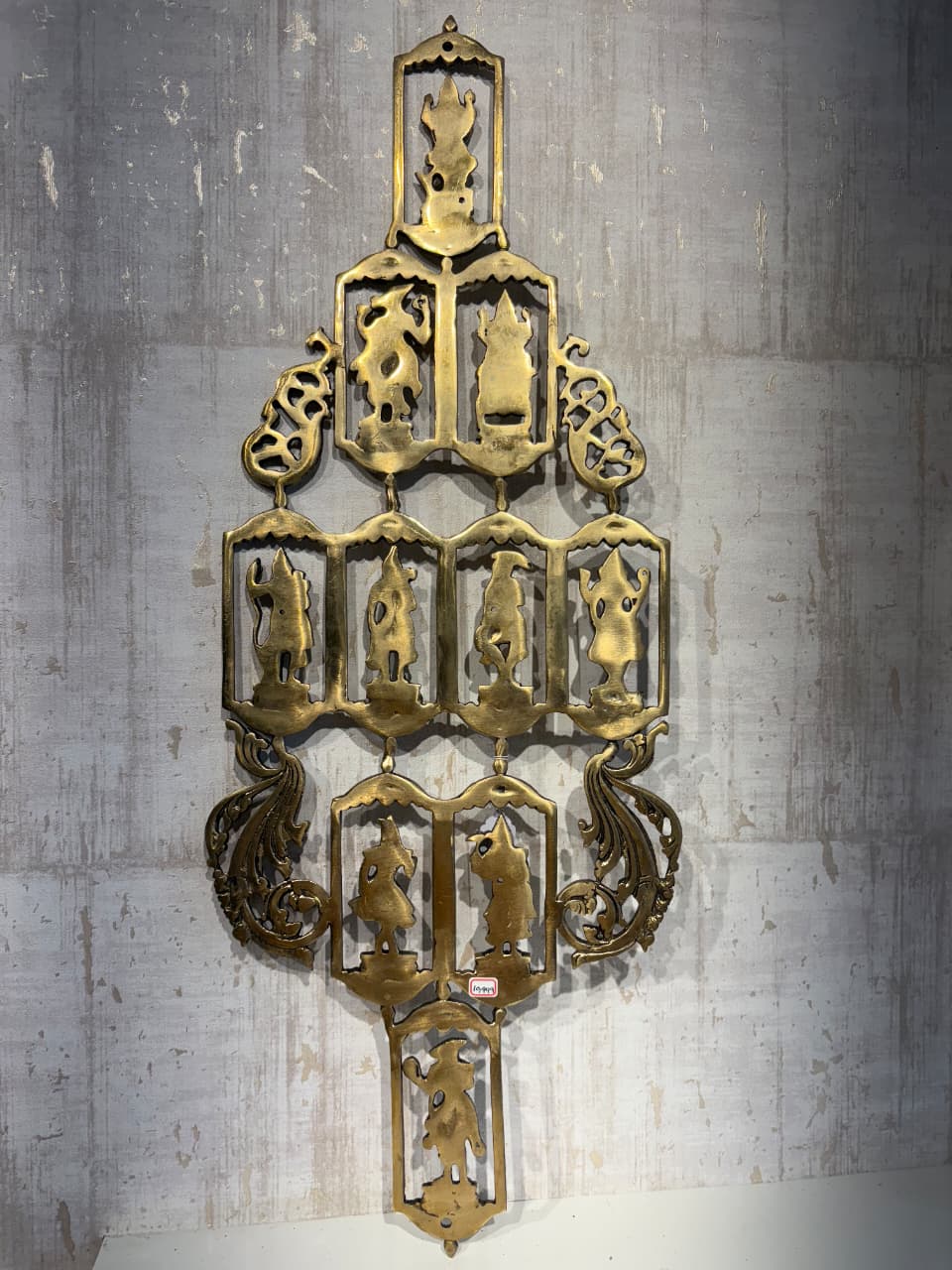 Grand Brass Multi-Tiered Deity Wall Hanging - Hindu Pantheon Decor Brass Ware