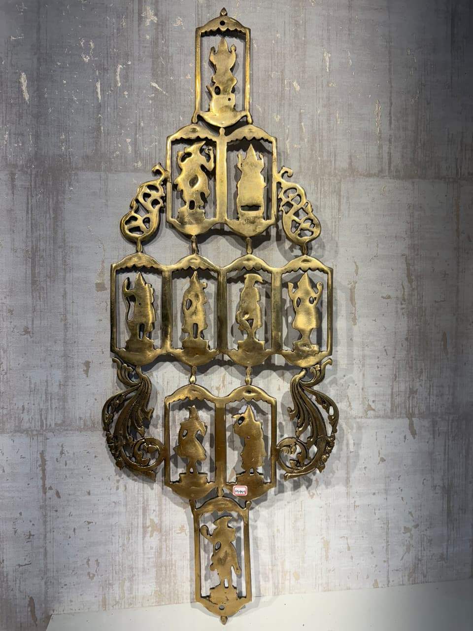 Grand Brass Multi-Tiered Deity Wall Hanging - Hindu Pantheon Decor Brass Ware