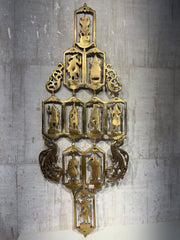 Grand Brass Multi-Tiered Deity Wall Hanging - Hindu Pantheon Decor Brass Ware