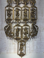 Grand Brass Multi-Tiered Deity Wall Hanging - Hindu Pantheon Decor Brass Ware