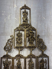Grand Brass Multi-Tiered Deity Wall Hanging - Hindu Pantheon Decor Brass Ware