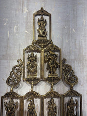 Grand Brass Multi-Tiered Deity Wall Hanging - Hindu Pantheon Decor Brass Ware