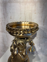 Brass Elephant Urli with Bells - Traditional Indian Decorative Bowl