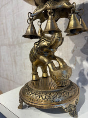 Brass Elephant Urli with Bells - Traditional Indian Decorative Bowl