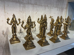 Pure Brass Dashavatara Idol Set 10 Statues) | Vishnu's Ten Avatars Murti Collection