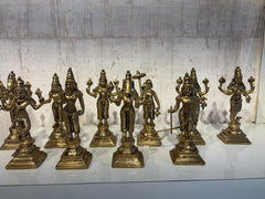 Pure Brass Dashavatara Idol Set 10 Statues) | Vishnu's Ten Avatars Murti Collection