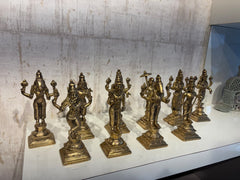 Pure Brass Dashavatara Idol Set 10 Statues) | Vishnu's Ten Avatars Murti Collection