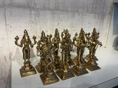 Pure Brass Dashavatara Idol Set 10 Statues) | Vishnu's Ten Avatars Murti Collection