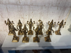 Pure Brass Dashavatara Idol Set 10 Statues) | Vishnu's Ten Avatars Murti Collection