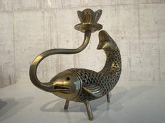 Artistic Brass Fish Oil Lamp (Diya) with Lotus Holder - Traditional Decor