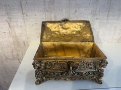 Antique-Style Brass Trinket Box with Figures