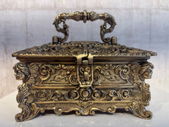 Antique-Style Brass Trinket Box with Figures