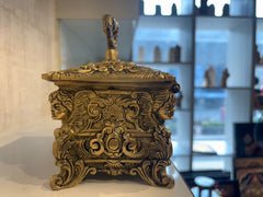 Antique-Style Brass Trinket Box with Figures