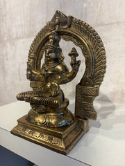 Majestic Brass Lakshmi Devi Idol - Seated Goddess Sculpture