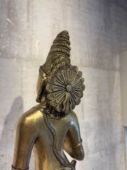 Elegant Brass Devi Lakshmi Statue - Divine Indian Goddess Sculpture