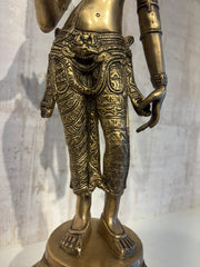 Elegant Brass Devi Lakshmi Statue - Divine Indian Goddess Sculpture