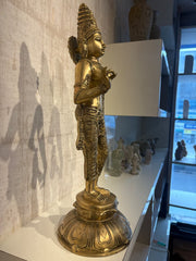 Elegant Brass Devi Lakshmi Statue - Divine Indian Goddess Sculpture