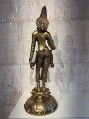 Elegant Brass Devi Lakshmi Statue - Divine Indian Goddess Sculpture