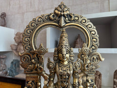 Antique Brass Lord Venkateswara Idol – Tirupati Balaji Statue with Arch for Home Temple