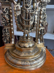 Antique Brass Lord Venkateswara Idol – Tirupati Balaji Statue with Arch for Home Temple