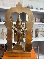 Antique Brass Lord Venkateswara Idol – Tirupati Balaji Statue with Arch for Home Temple