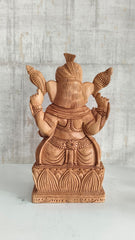 Hand-Carved Wooden Lord Ganesha Statue for Prosperity & Wisdom