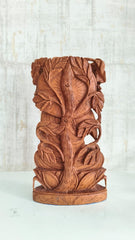 Reversible Hand-Carved Wooden Buddha & Bodhi Tree Sculpture