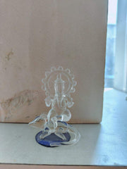 Clear Glass Ganesha Idol – Handcrafted Car Dashboard & Tabletop Decor Marble