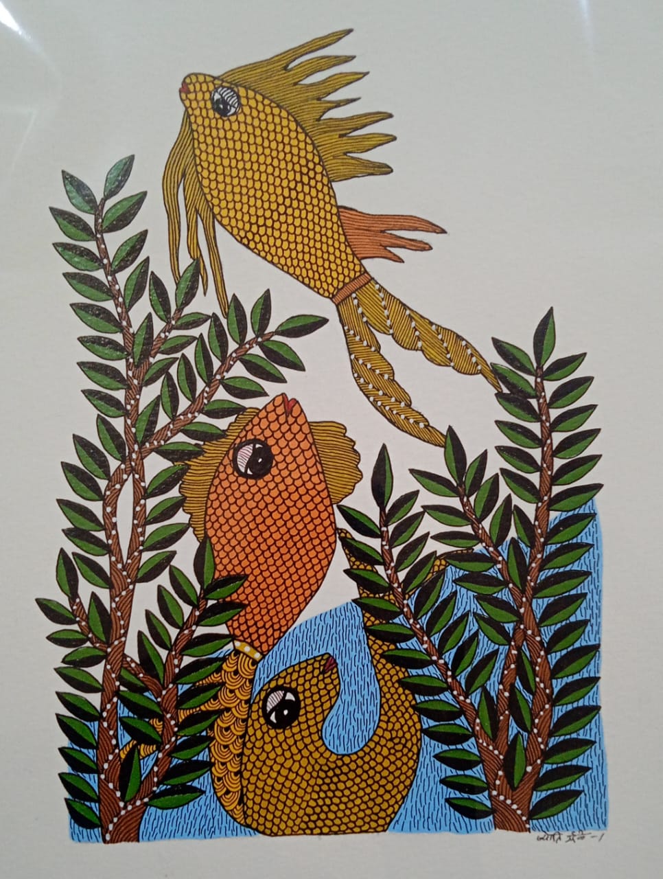 Rising Currents – Fish and Water Plants -Gond Painting Paintings