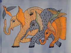 Tribal Elephant Parade – Handcrafted Gond Painting Paintings