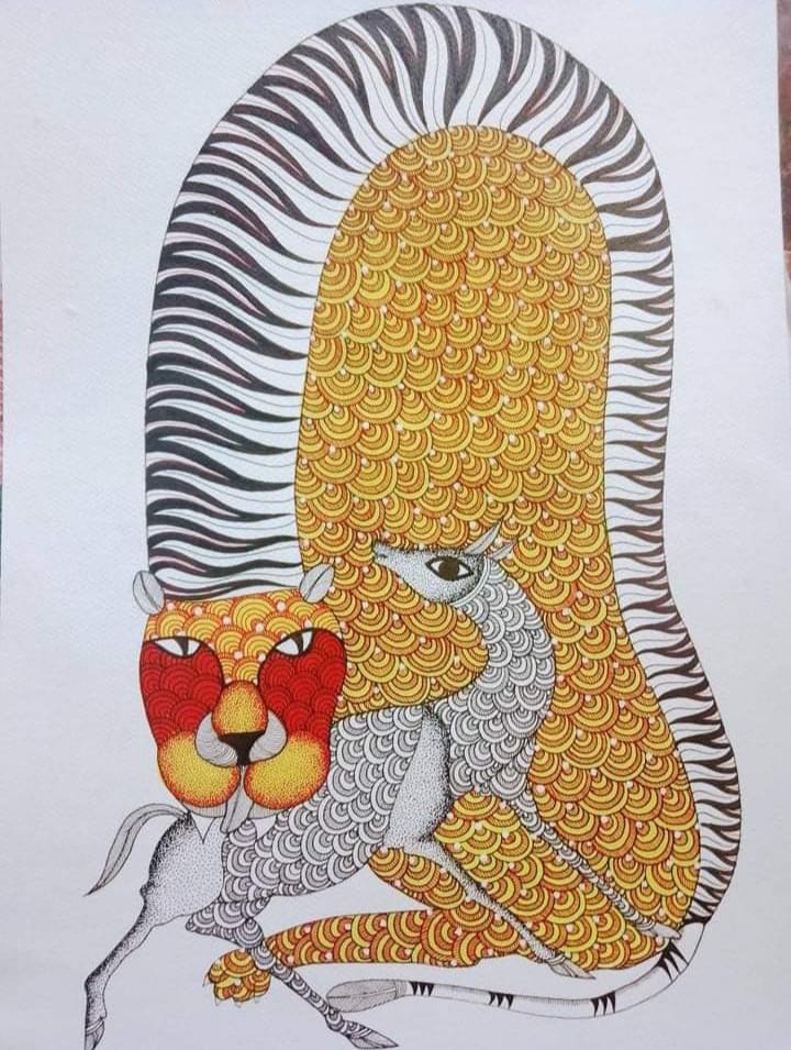 Sacred Bond of Unity and Nature - Gond Painting Paintings