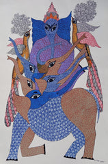 The Ganesha & Infinite Elephant Masterpiece – Gond Painting Paintings