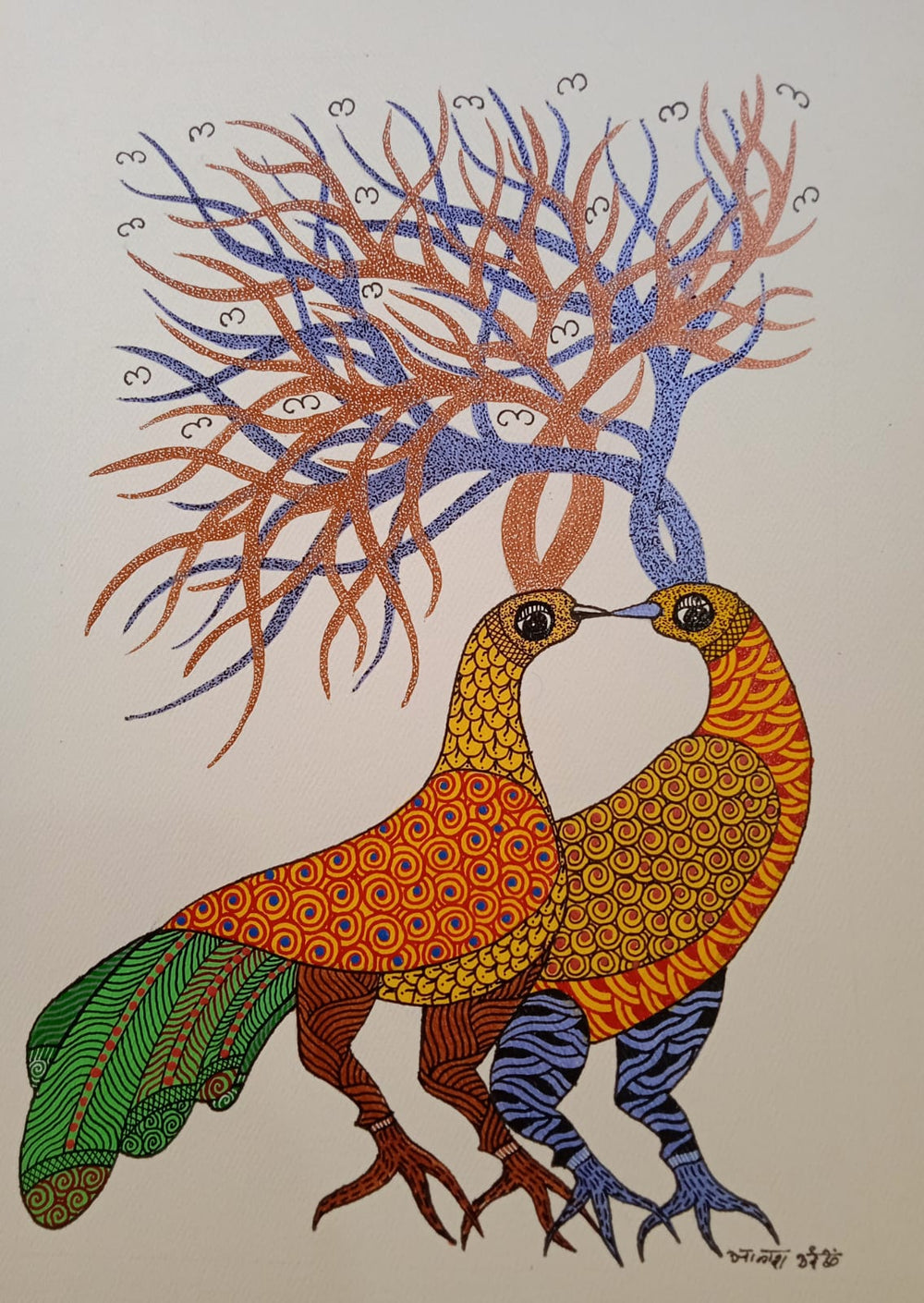 Antelope Herd & Forest Birds – Hand-Painted Gond Painting Paintings