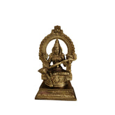 Detailed brass Saraswati idol, Goddess of Knowledge and Arts, intricately crafted.