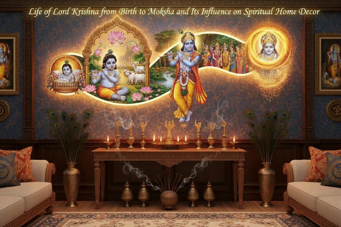 Life of Lord Krishna from Birth to Moksha and Its Influence on Spiritual Home Decor Krafteria