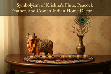 Symbolism of Krishna’s Flute, Peacock Feather, and Cow in Indian Home Decor