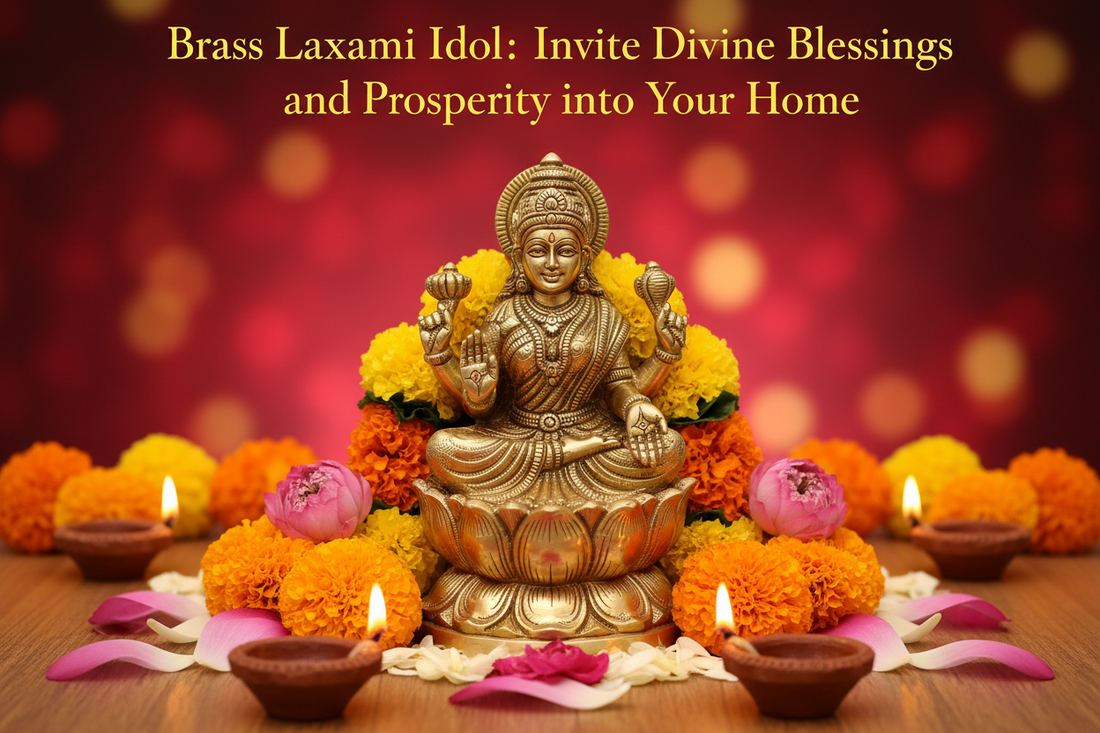 Brass Lakshmi Idol: Invite Divine Blessings and Prosperity into Your Home
