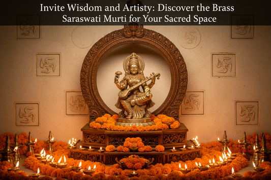 Invite Wisdom and Artistry: Discover the Brass Saraswati Murti for Your Sacred Space Krafteria