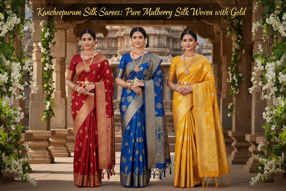 Kancheepuram Silk Sarees: Pure Mulberry Silk Woven with Gold