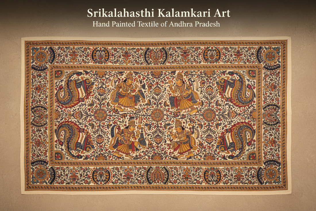 Srikalahasthi Kalamkari Art Hand Painted Textile of Andhra Pradesh