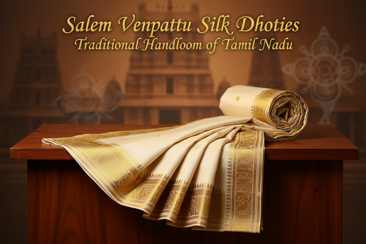 Salem Venpattu Silk Dhoti Traditional Handloom of Tamil Nadu