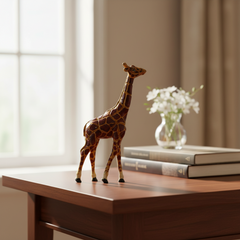 Hand-Painted Wooden Giraffe – Decorative Animal Figurine