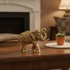 Hand-Carved Brass Elephant Statue: Symbol of Strength, Wisdom, and Good Fortune