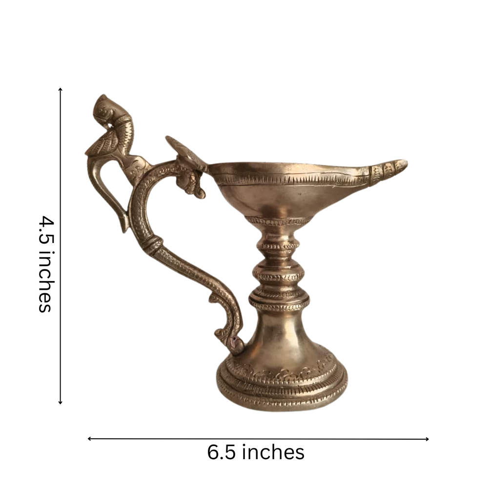 Handcrafted Hanging Brass Peacock Diya – Traditional Mayil Oil Lamp with Link Chain   Brass Artwork