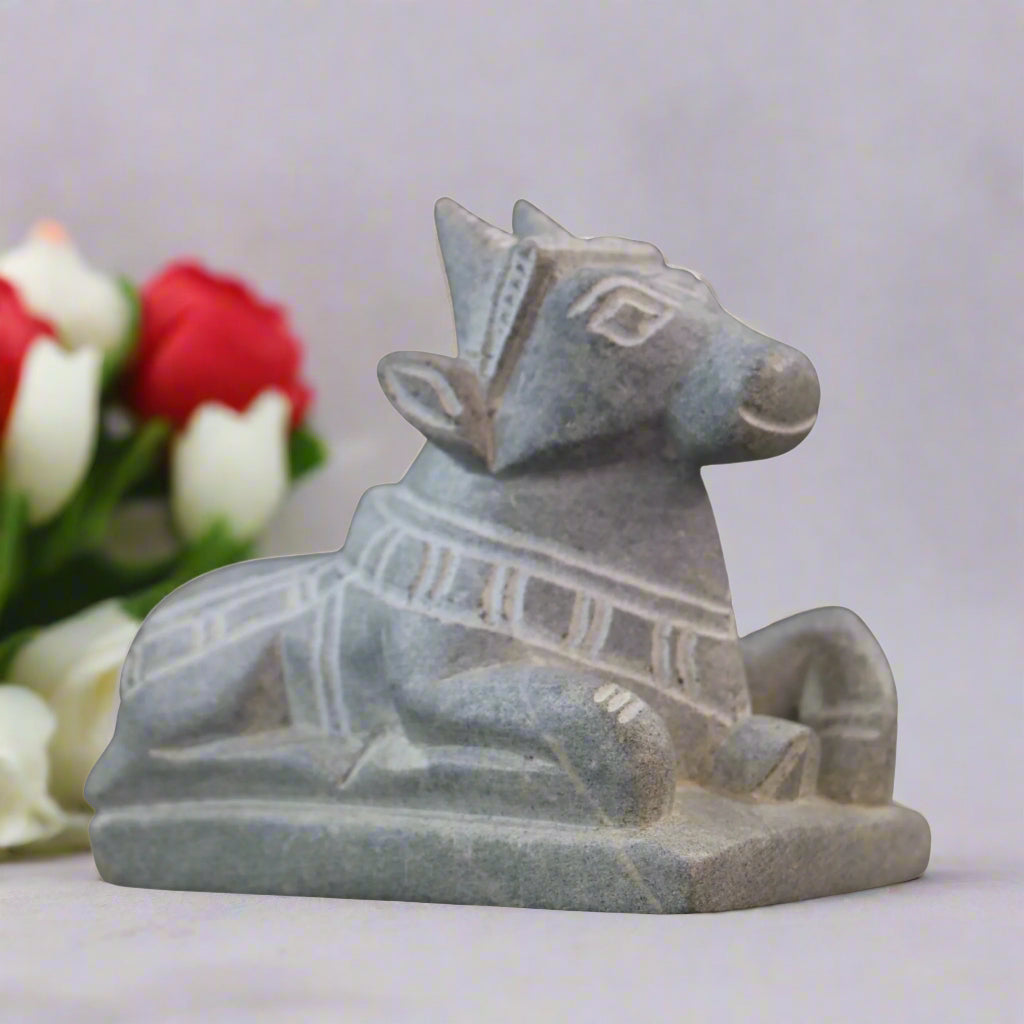 Nandi Idol in Soft Stone – Traditional Temple Decor