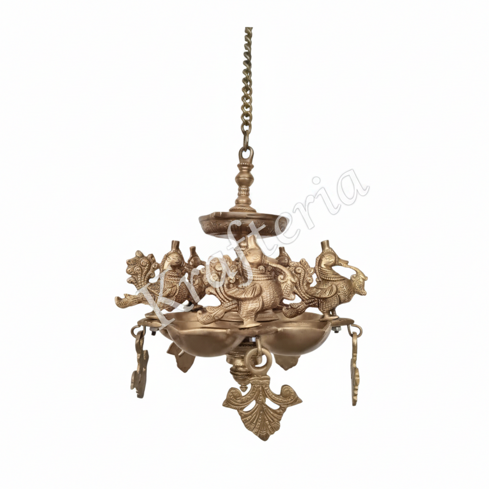 Handmade Ethnic Brass Hanging Diya for Home Entrance & Mandir   Brass Artwork